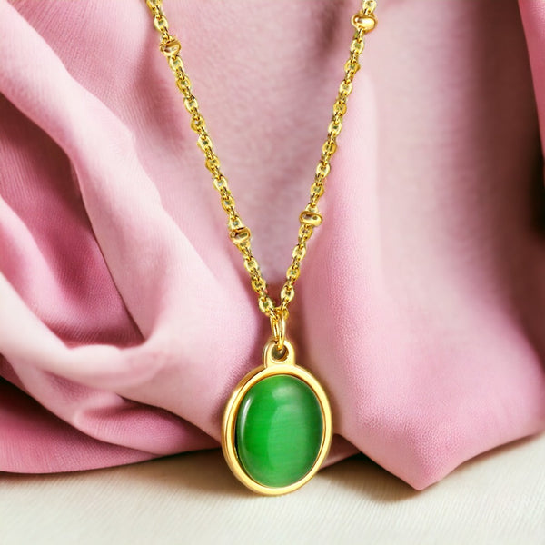 Luminous Emerald Gold Chain