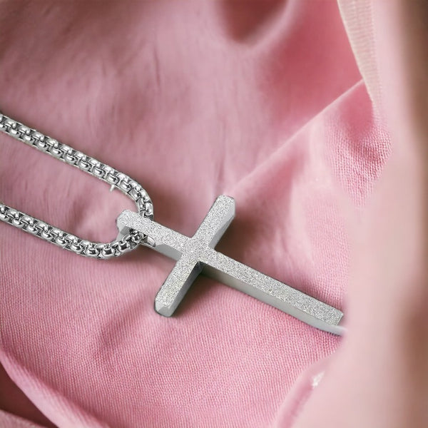 Moonlit Reverie Sliver Cross Necklace