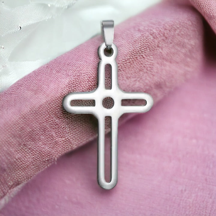 Mystic Aura Sliver Cross Necklace