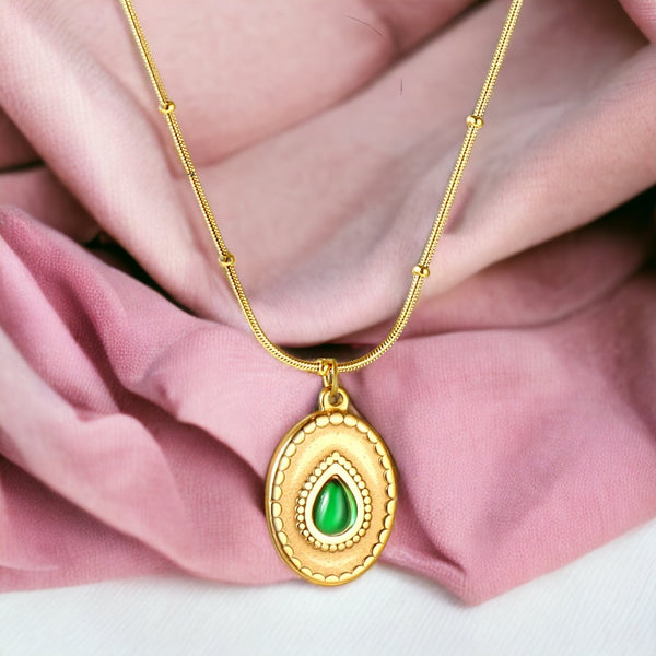 Mystic Emerald Halo Necklace