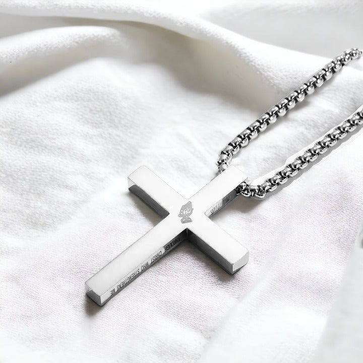 Silver Novel Cross Necklace