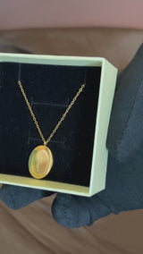 Oval-July-Birth-Month-Flower-Necklace-Gold