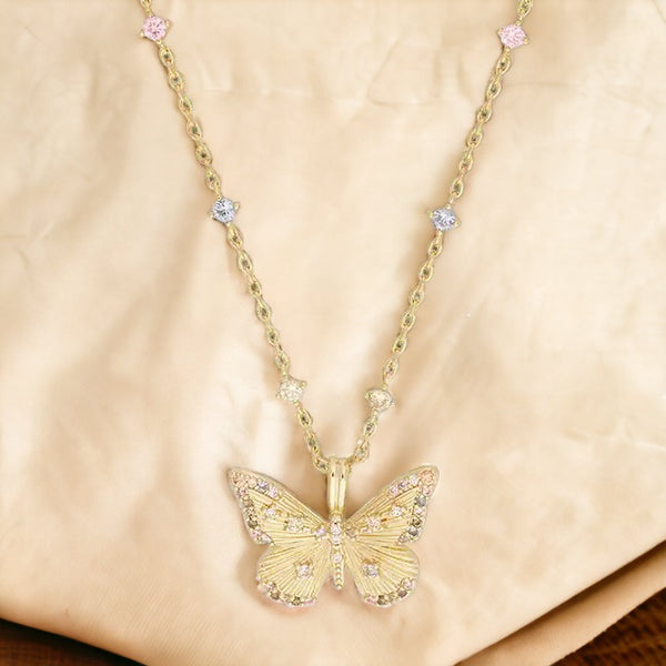 Prismatic Diamond Butterfly Necklace