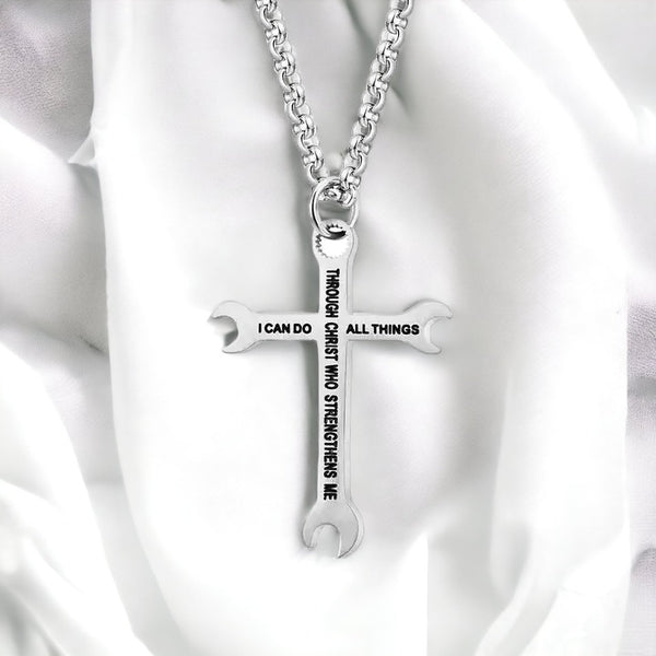 Silver Intricate Cross Necklace