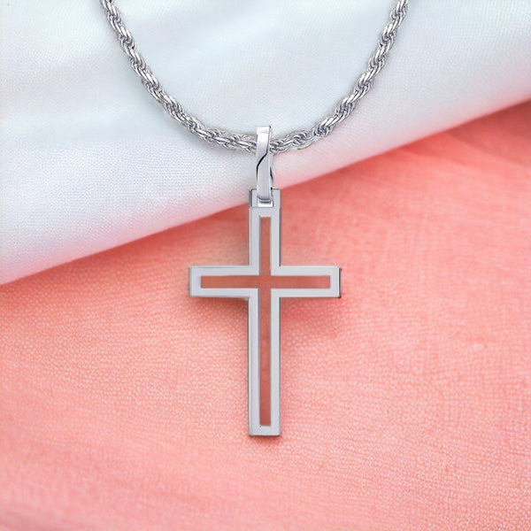 Gold or Silver Modern Cross Necklace