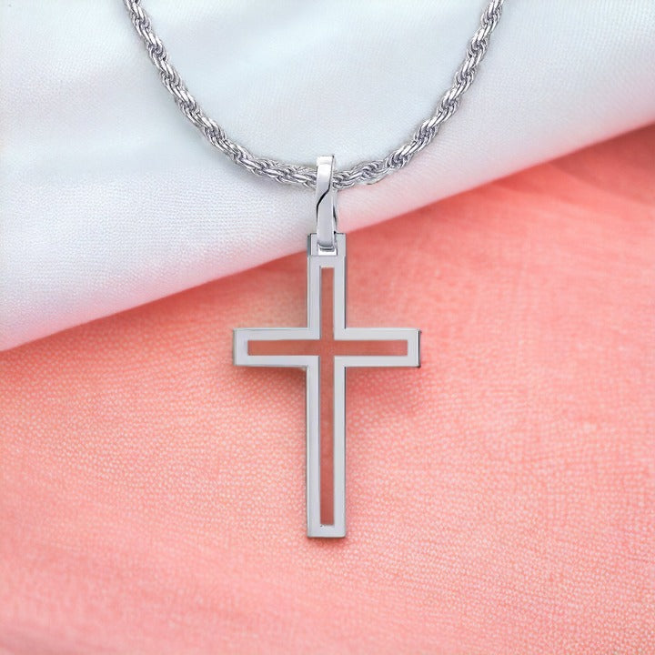 Silver Modern Cross Necklace