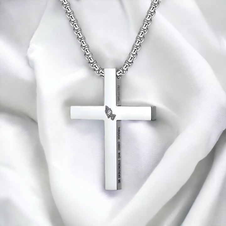 Silver Novel Cross Necklace