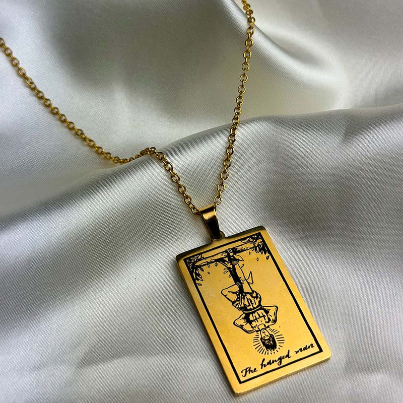Gold Tarot Card Necklace Tarot Jewelry Witch Necklac Fortune Pendant Best  Friend Necklace for Her Gift