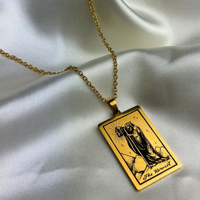 the-hermit-vintage-tarot-card-necklace-gold