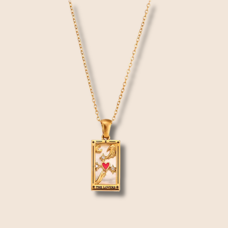 the lovers colorful tarot card necklace