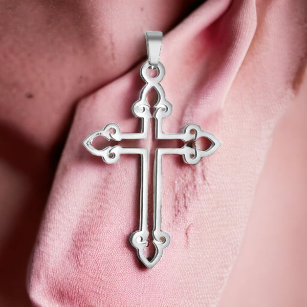 Whispering Wind Sliver Cross Necklace